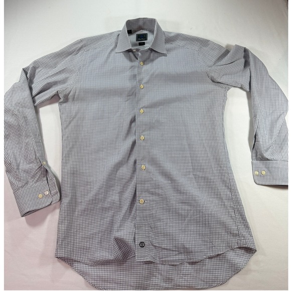 David Donahue Other - David Donahue Trim Fit Dress Shirt Mens 15.5 34/35 Gray Blue Check 100% Cotton